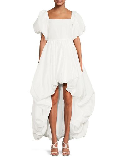 Caroline Constas Idola High Low Poufed Dress - White