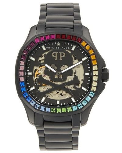 Philipp Plein $keleton $pectre 42mm Black Ip Stainless Steel & Preciosa Crystals Automatic Bracelet Watch