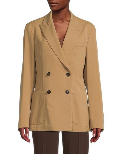 BOSS Jaime Double Breasted Virgin Wool Blazer - Natural