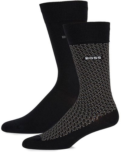 BOSS 2-pack Logo Crew Socks - Black