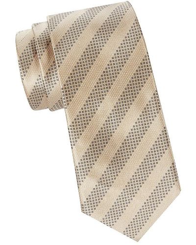 Brioni Striped Silk Tie - White