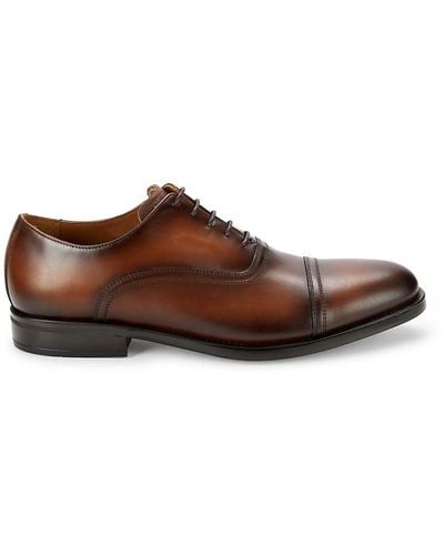 Bruno Magli Leather Cap Toe Oxford Shoes - Brown