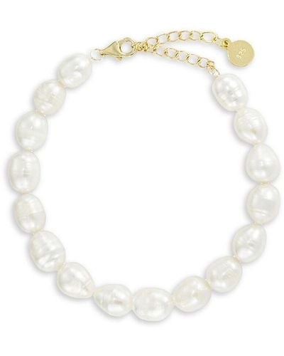 Luv Aj 14k Goldplated & Freshwater Pearl Bracelet - White