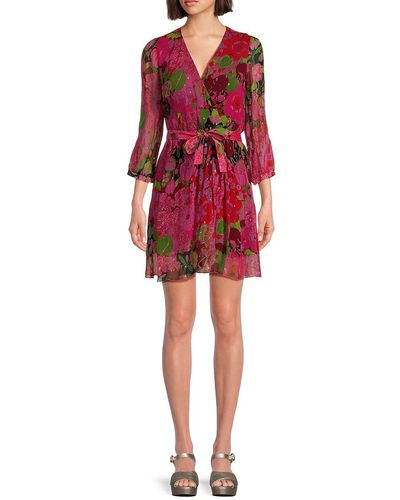 Pinko Walter Floral Belted Mini Dress - Red