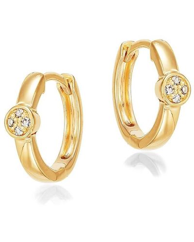 Saks Fifth Avenue 14k Yellow Gold & 0.04 Tcw Diamond Huggie Earrings - Metallic