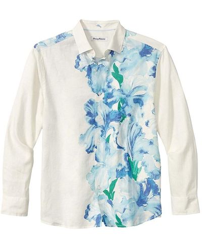 Tommy Bahama Barbados Floral Linen Blend Button Down Shirt - Blue