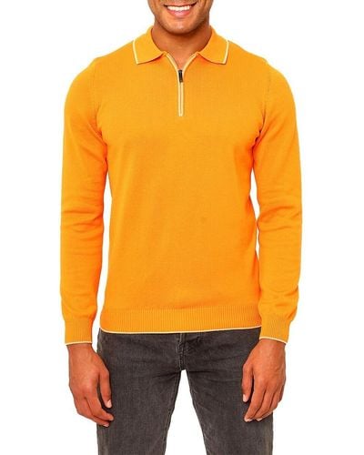 VELLAPAIS 'Quarter Zip Tipped Polo Sweater - Black