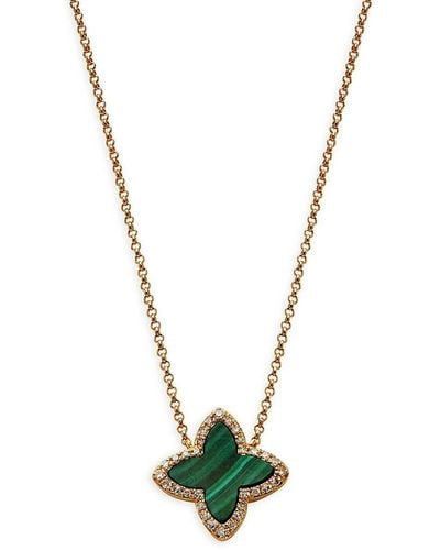 Effy 14K, Malachite & Diamond Pendant Necklace - Metallic