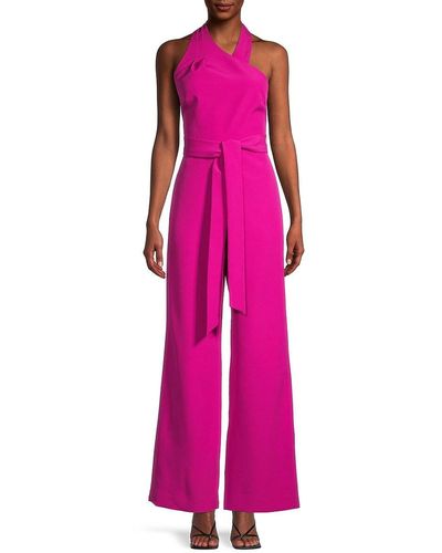 MILLY Thea Belted Open Back Jumpsuit - Pink