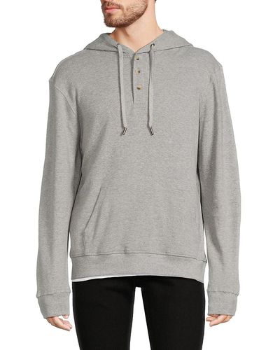 Saks Fifth Avenue Henley Pullover Hoodie - Gray