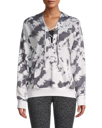 Jessica Simpson Printed Lace-up Hoodie - White