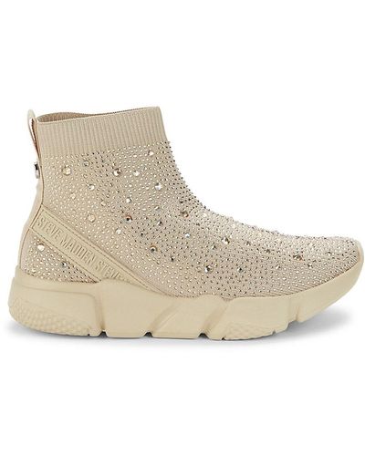 Steve Madden Kaia Encrusted Sock Trainers - Natural