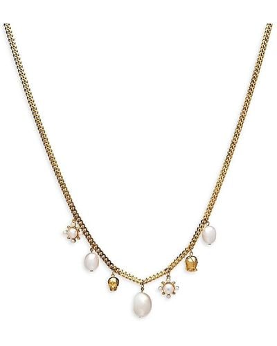 Awe Inspired 14k Goldplated Sterling Silver, Freshwater Pearl & Diamond Choker Necklace - Metallic