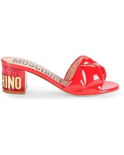 Moschino ! Quilted Patent Leather Sandals - Red