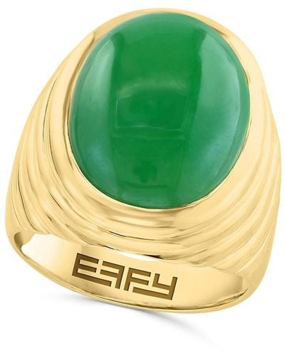 Effy 14k Goldplated Sterling Silve & Jade Dome Ring - Green