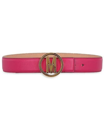 Moschino Logo Leather Belt - Pink