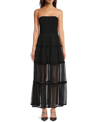 French Connection Whisper Tiered Strapless Maxi Dress - Black