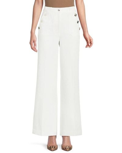 Tommy Hilfiger Button Wide Leg Trousers - White
