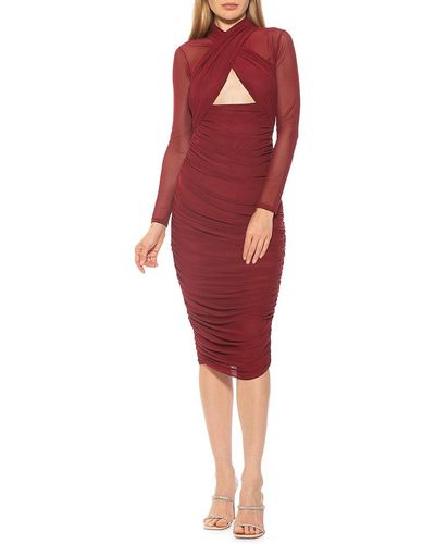 Alexia Admor Jenna Halterneck Cutout Ruched Dress - Red