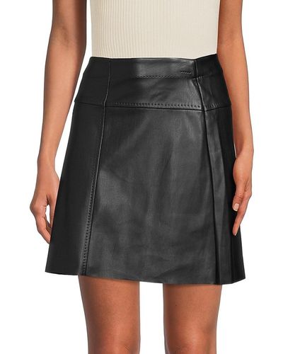 Max Studio Leatherette A-Line Mini Skirt - Black