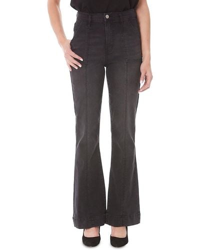 Nicole Miller High Rise Cargo Flare Jeans - Gray