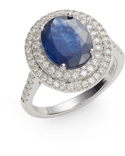 Effy 14K, & Diamond Halo Ring - Blue