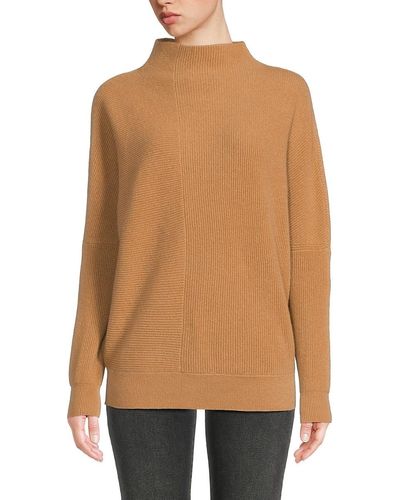 Saks Fifth Avenue Saks Fifth Avenue 100% Cashmere Funnel Neck Sweater - Natural