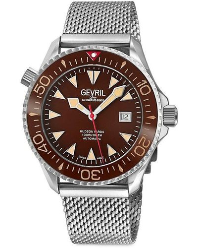 Gevril Hudson Yards 43mm Stainless Steel Bracelet Automatic Watch - White