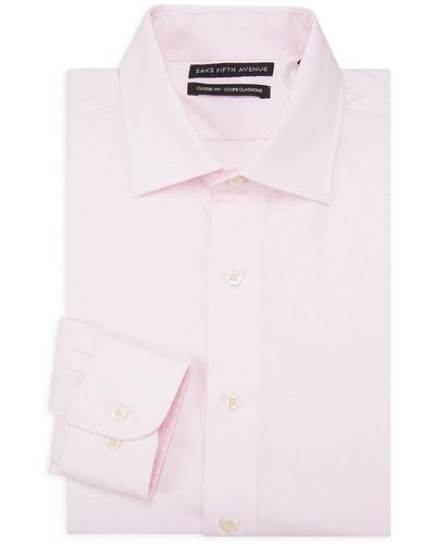 Saks Fifth Avenue Classic Fit Solid Dress Shirt - Pink