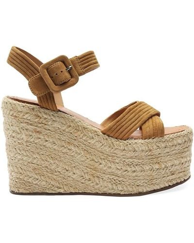 SCHUTZ SHOES Blisse Suede Rope Trim Wedge Sandals - Natural