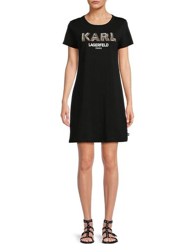 Karl Lagerfeld Embellished T-shirt Dress - Black