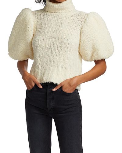 Aje. Puff-sleeve Wool-blend Turtleneck Jumper - Natural