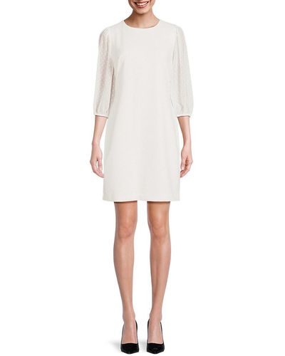 DKNY Dotted Sleeve Mini Dress - White