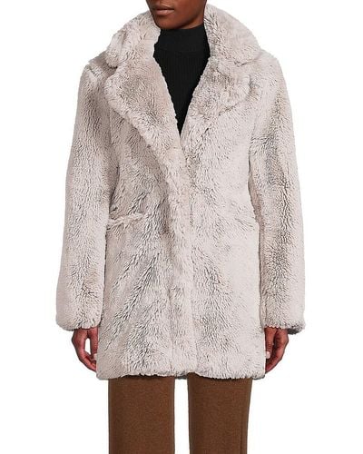 Apparis Relaxed Faux Fur Coat - Grey