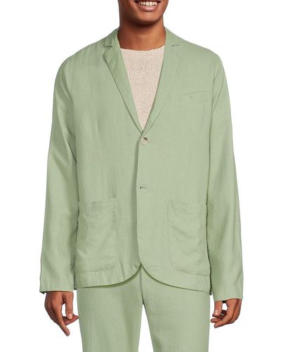 Saks Fifth Avenue 'Notch Lapel Linen Blend Sportcoat - Green