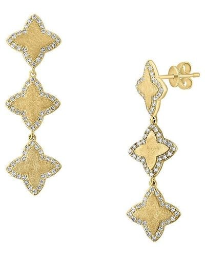 Effy 14k Yellow Gold & 0.64 Tcw Diamond Clover Drop Earrings - Metallic