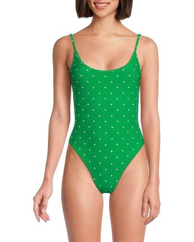 WeWoreWhat 'Polka Dot One Piece Swimsuit - Green