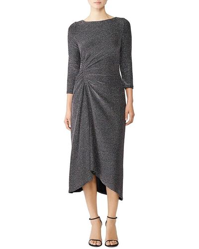 Donna Morgan Metallic Knit Midi Dress - Grey