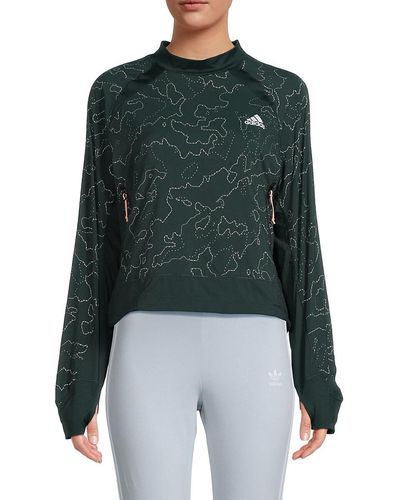 adidas Print Raglan Sleeve Sweatshirt - Green