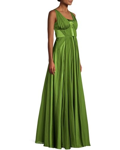 AMUR Adele Pleated Silk Gown - Green