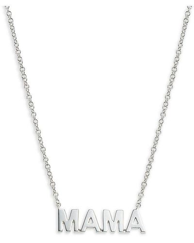 EF Collection 14k White Gold Mini Mama Pendant Necklace - Metallic