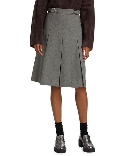 Rag & Bone Pleated Wool-Blend Skirt - Black