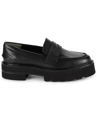 Stuart Weitzman Leather Penny Loafers - Black