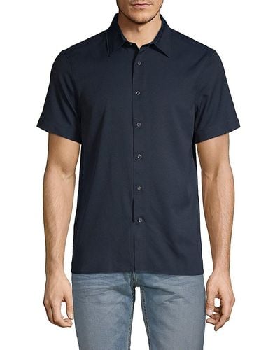 Perry Ellis Slim-fit Short-sleeve Shirt - Blue