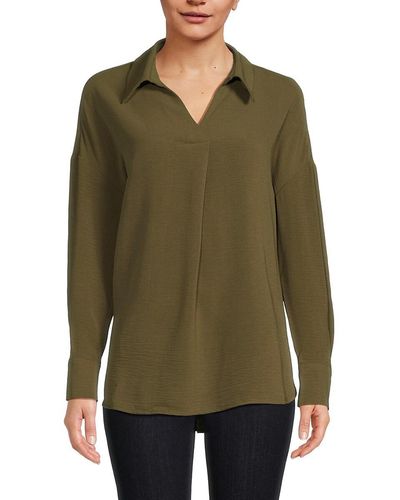 Adrianna Papell Airflow Collared Tunic Top - Green