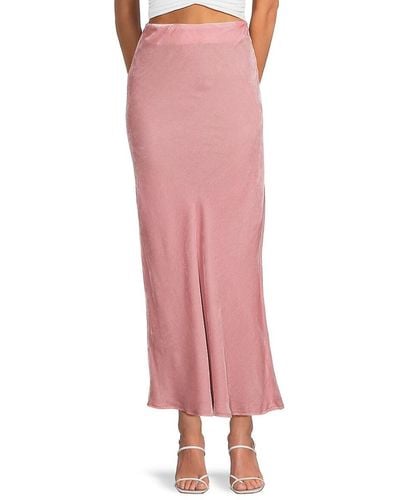 Susana Monaco Velvet Silk Blend Midi Skirt - Pink