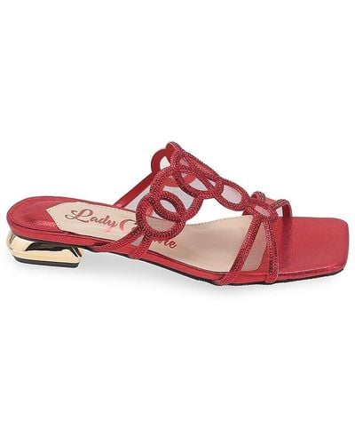 Lady Couture Mesh & Rhinestone Sandals - Red