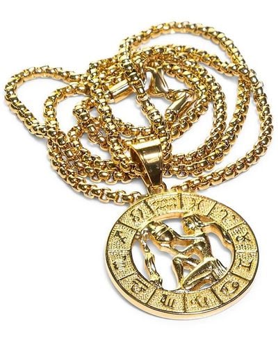 jean claude Goldplated Stainless Steel Zodiac Pendant Necklace - Metallic