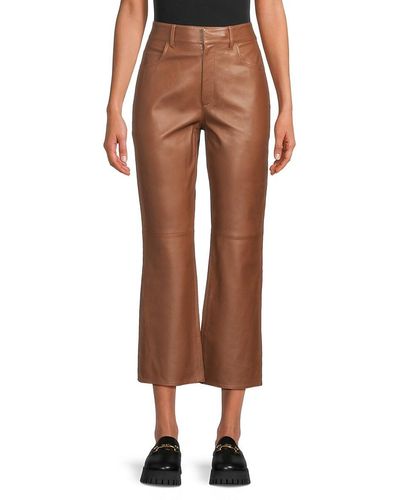 RED Valentino Leather Cropped Trousers - Brown