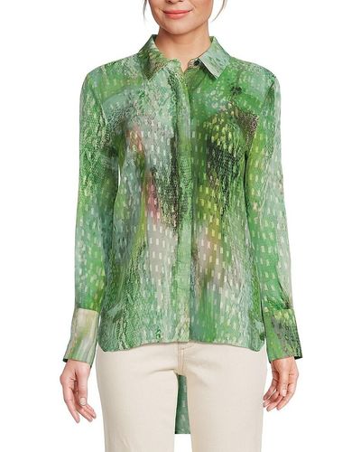 Adrienne Landau Print Button Down Shirt - Green